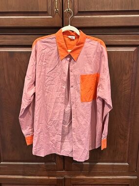 Le Lis color block button down sz L